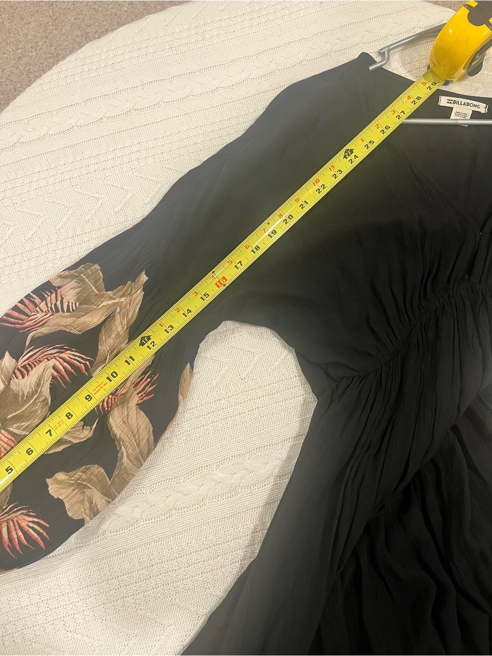 Billabong Black Tropical Print Balloon Sleeve V-Neck Mini Dress - Size Medium - Picture 10 of 10